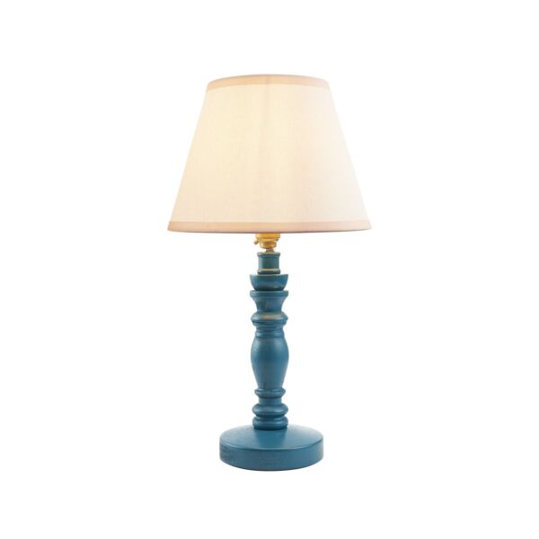 Endon Lighting - Bibury & Ivy 20cm - 115095 - Blue Aged Brass Vintage White Table Lamp With Shade