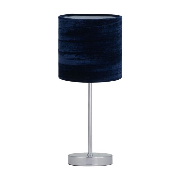 Chrome Touch Operated Table Lamp with Navy Blue Crushed Velvet Shade