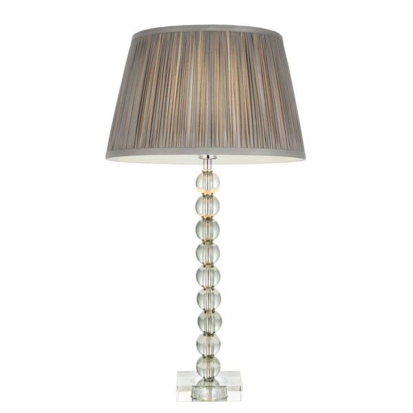 Endon Lighting - Adelie - 100341 - Green Tint Crystal Glass Nickel Charcoal Table Lamp With Shade