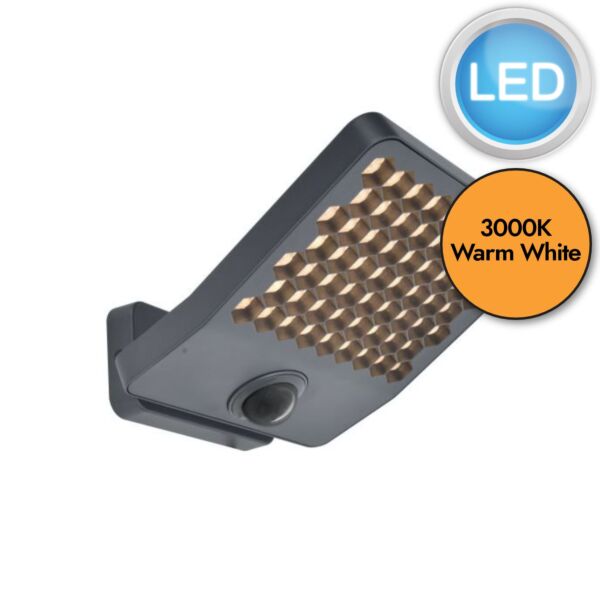 Lutec - Atlantis - 7801608118 - Dark Grey Clear IP54 Outdoor Sensor Floodlight