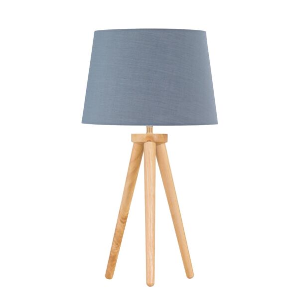 Voyage - Light Oak Table Lamp or Bedside Light with Grey Shade