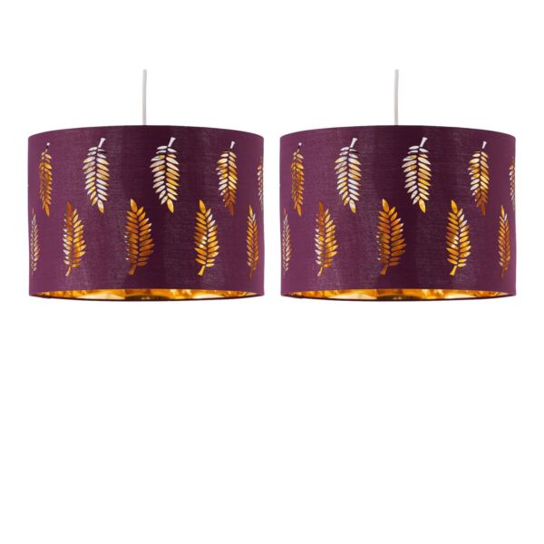 Set of 2 Fern - Burgundy Cut Out 30cm Pendant Lightshades