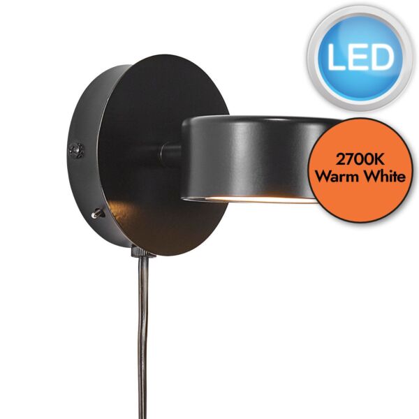 Nordlux - Clyde - 2010821003 - LED Black Plug In Reading Wall Light