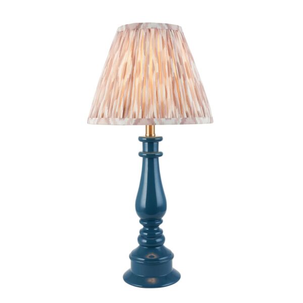 Endon Lighting - Myrtle & Ikat 25cm - 116354 - Blue Warm Brass Neutral Table Lamp With Shade