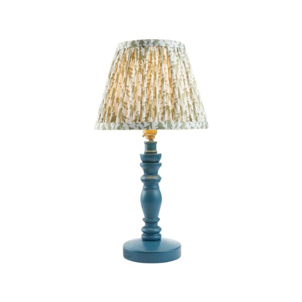 Endon Lighting - Bibury & Leaf 20cm - 115085 - Blue Aged Brass Green Table Lamp With Shade