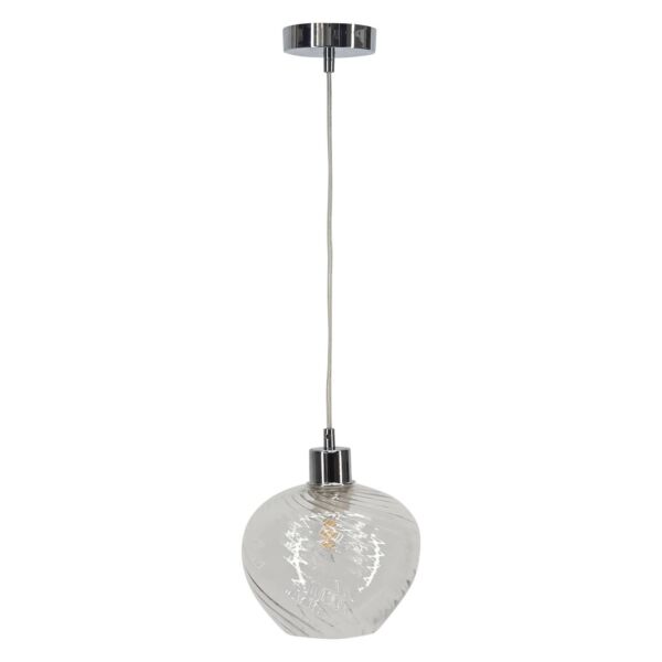Bradson - Clear Swirl Glass with Chrome Pendant Fitting