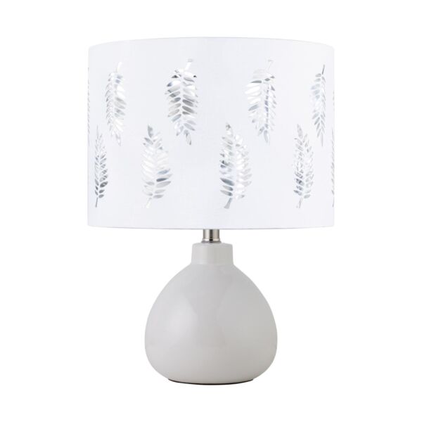 Tuscan - White Ceramic Lamp with White Fern Shade