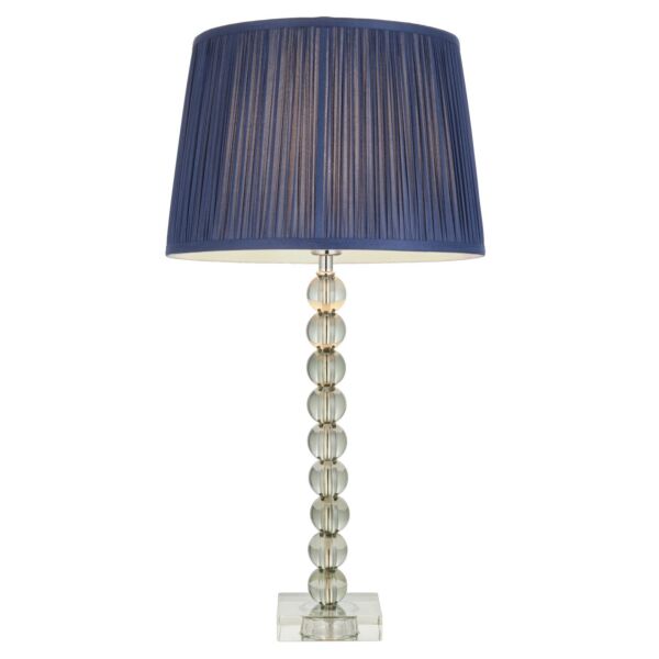 Endon Lighting - Adelie - 100351 - Green Tint Crystal Glass Nickel Midnight Blue Table Lamp With Shade