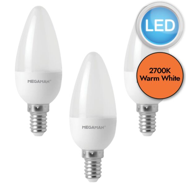 3 x 5.5W LED E14 Candle Dimmable Light Bulbs - Warm White