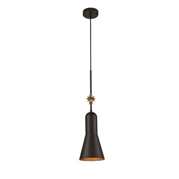 Elstead Lighting - Etoile - ETOILE-P-M-MB - Black Gold Leaf Ceiling Pendant Light