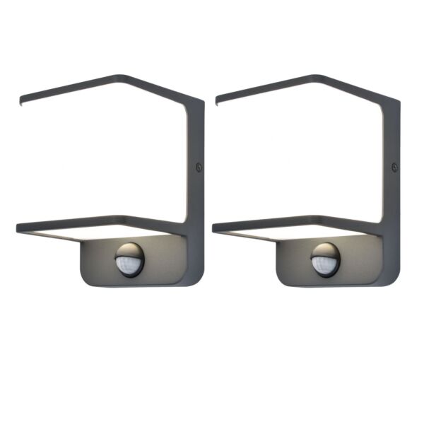 Set of 2 Doblo - LED Dark Grey Opal IP54 Outdoor Wall Washer Lights