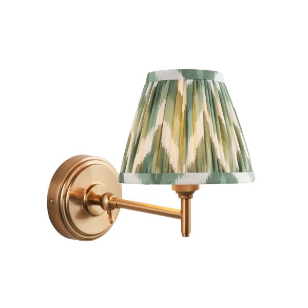 Endon Lighting - Step Fold & Zigzag 16cm - 115798 - Aged Brass Green Wall Light