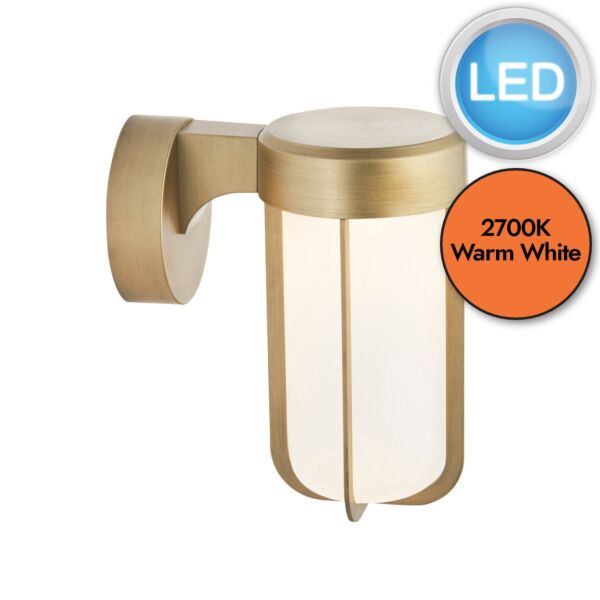 Bothy - Brushed Gold Outdoor LED Wall Light Frosted Glass