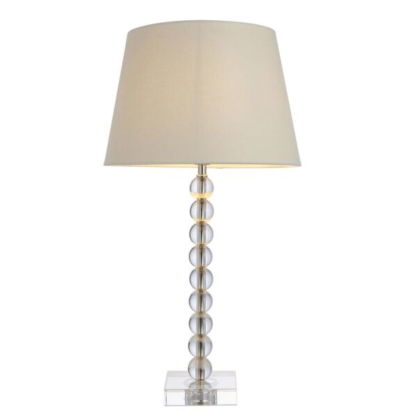 Endon Lighting - Adelie - 98361 - Nickel Clear Crystal Glass Ivory Table Lamp With Shade