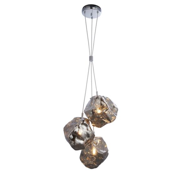 Endon Lighting - Rock - 97657 - Chrome Glass 3 Light Ceiling Pendant Light