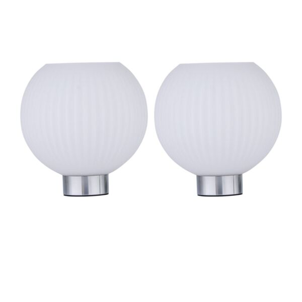Set of 2 Betchley - Battery Operated Chrome Lamp with White Glass