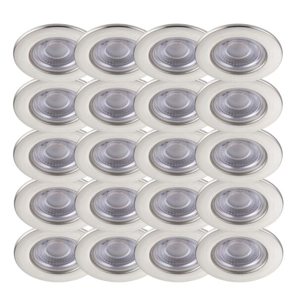 Set of 20 Satin Nickel Fire Rated 6W LED 3000K Recessed Downlights