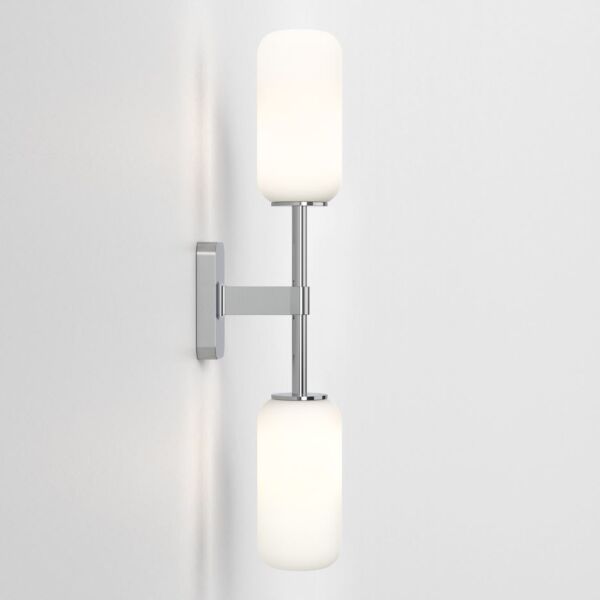 Astro Lighting - Tacoma Twin 1429002 & 5036009 - IP44 Polished Chrome Wall Light with Opal Reed Glass Shades