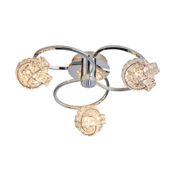 Endon Lighting - Talia - 76285 - Chrome Clear Crystal Glass 3 Light Flush Ceiling Light