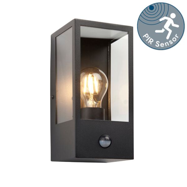 Endon Lighting - Oxford - 94995 - Black Clear Glass IP44 Outdoor Sensor Wall Light