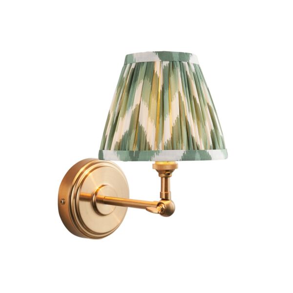 Endon Lighting - Step Wing & Zigzag 16cm - 115782 - Aged Brass Green Wall Light