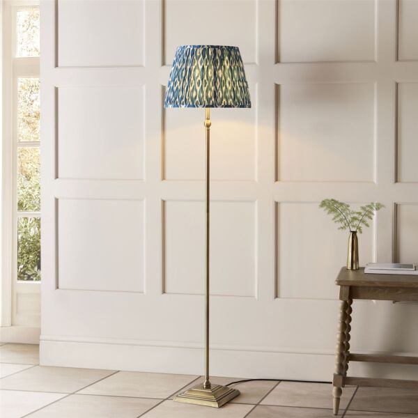 Endon Lighting - Lille - 118007 - Antique Brass Blue Floor Lamp