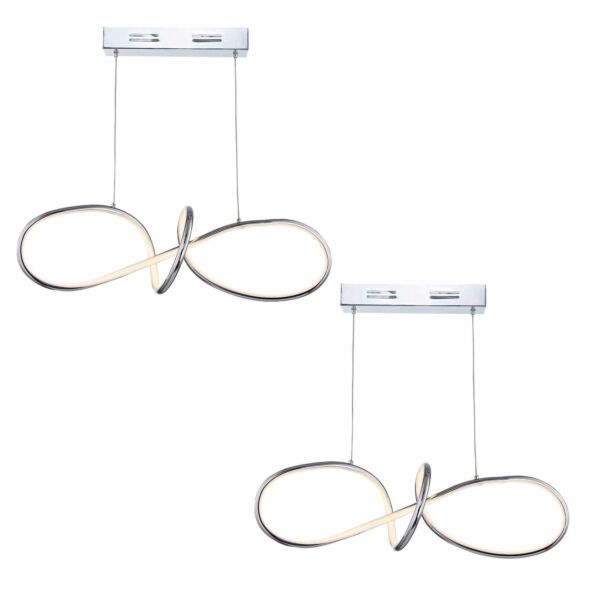 Set of 2 Trinity - Curved Arms LED Semi Flush Ceiling Lights