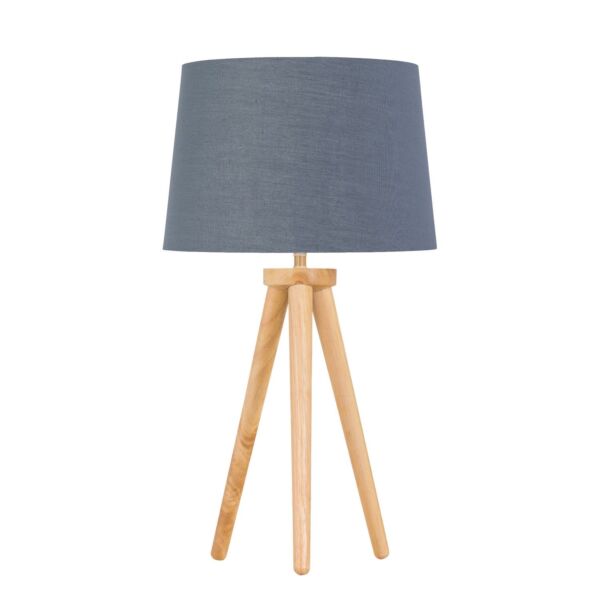 Voyage - Light Oak Table Lamp or Bedside Light with Grey & Gold Shade