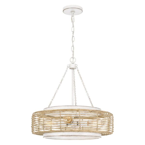 Quoizel Lighting - Waylon - QZ-WAYLON-4P-AWH - Antique White Natural Paper String 4 Light Ceiling Pendant Light
