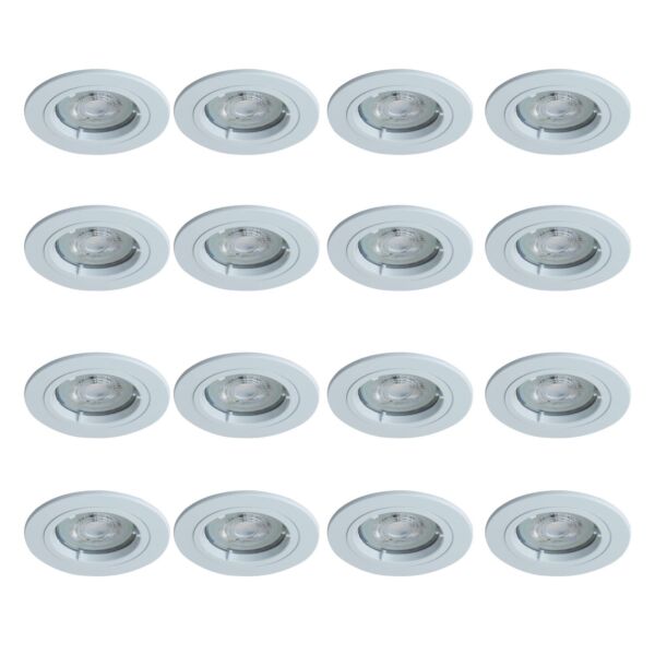 Set of 16 - White GU10 Fixed Recessed Downlights