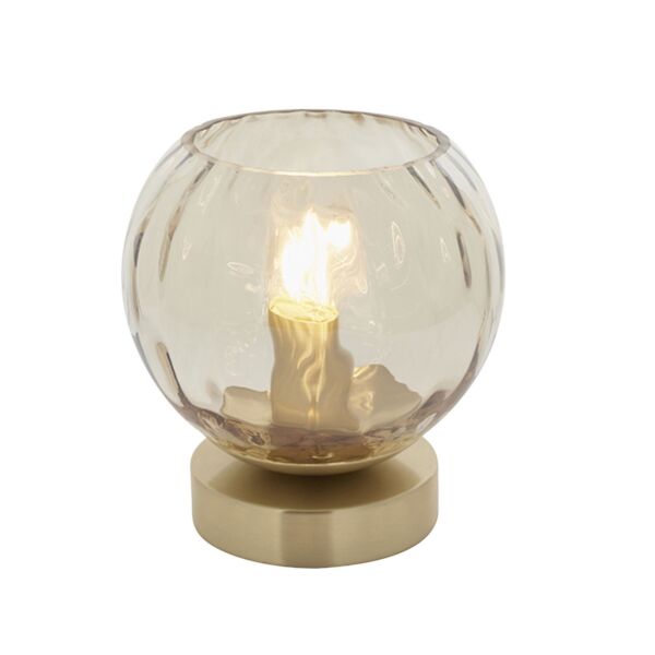 Endon Lighting - Dimple - 91973 - Satin Brass Clear Champagne Glass Table Lamp