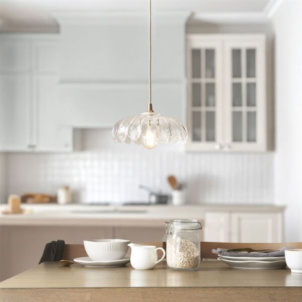 Endon Lighting - Eltham - 121005 - Aged Brass Natural Twisted Clear Glass Ceiling Pendant Light