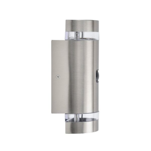 Lutec - Focus - 5604024001 - Stainless Steel Clear Glass 2 Light IP44 Outdoor Wall Washer Light