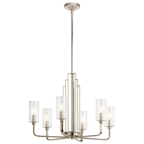 Quintiesse - Kimrose - QN-KIMROSE6-PN - Nickel Clear Glass 6 Light Ceiling Pendant Light