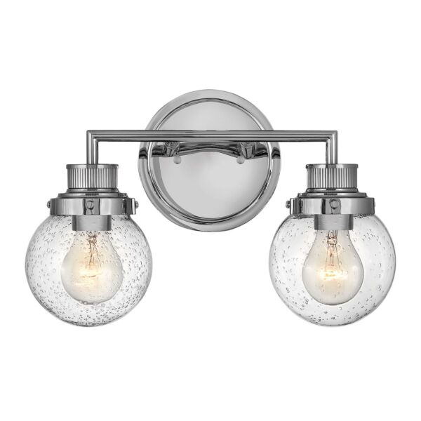 Quintiesse - Poppy - QN-POPPY2-PC-BATH - Chrome Clear Seeded Glass 2 Light IP44 Bathroom Wall Light