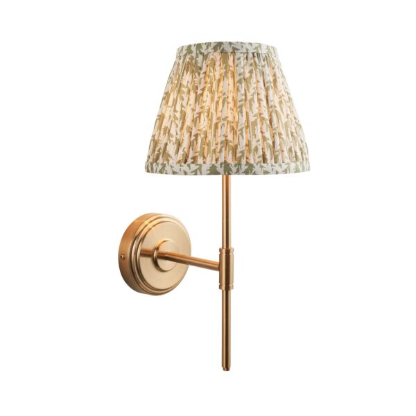 Endon Lighting - Step T Bar & Leaf 20cm - 116060 - Aged Brass Green Wall Light