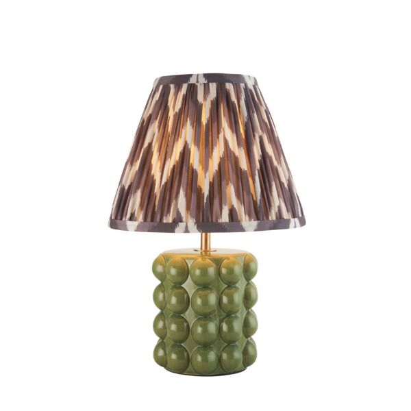Endon Lighting - Bobble & Zigzag 25cm - 116293 - Olive Green Aged Brass Grey Ceramic Table Lamp With Shade