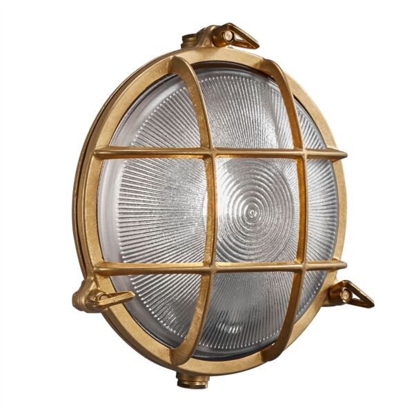Nordlux - Polperro - 49021035 - Natural Brass Frosted Glass IP64 Outdoor Bulkhead Light