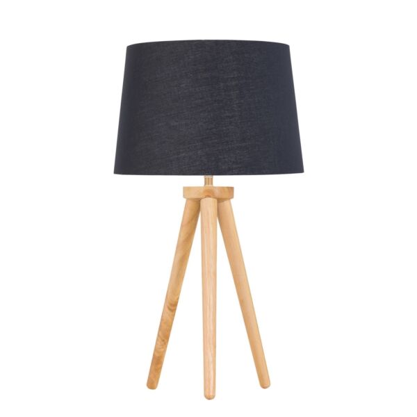 Voyage - Light Oak Table Lamp or Bedside Light with Black & Gold Shade