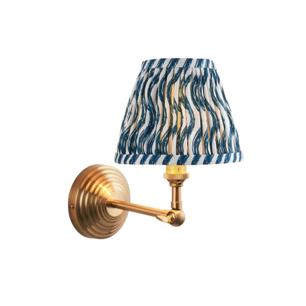 Endon Lighting - Obelisk Wing & Ripple 16cm - 115704 - Aged Brass Blue Wall Light