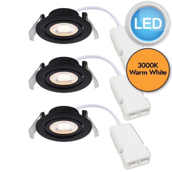 Nordlux - Set of 3 Monolo - 2510310103 - LED Black Recessed Ceiling Downlights
