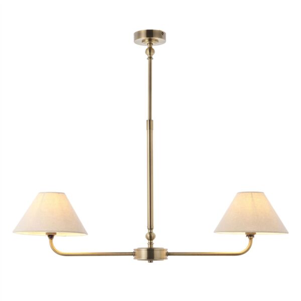 Endon Lighting - Lille - 117835 - Antique Brass Natural 2 Light Bar Ceiling Pendant Light