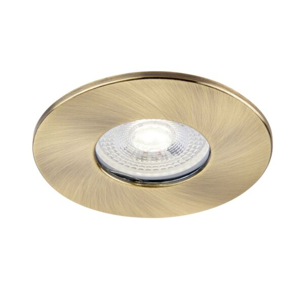 Saxby Lighting - Saxby ShieldONE 75 - 109808 & 113308 - Antique Brass IP65 Fixed Bathroom Recessed Fire Rated Ceiling Downlight