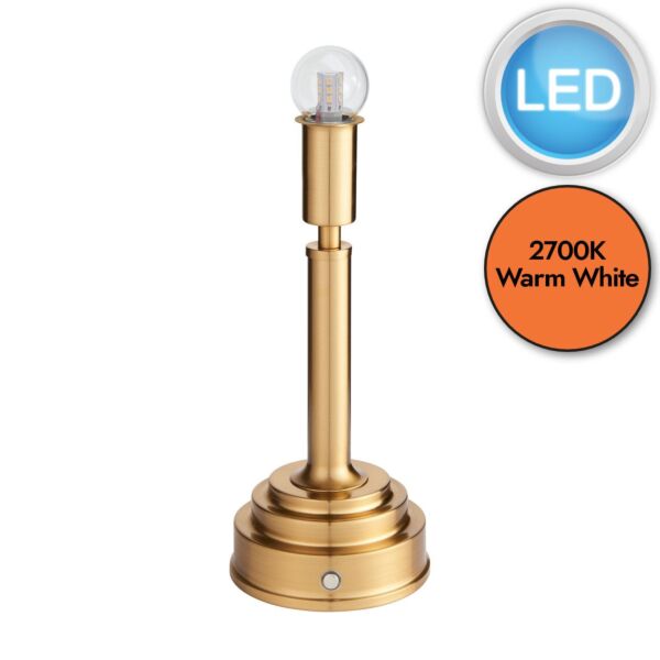 Endon Lighting - Upton Rechargeable - 110461 - LED Aged Brass Touch Base Only Table Lamp