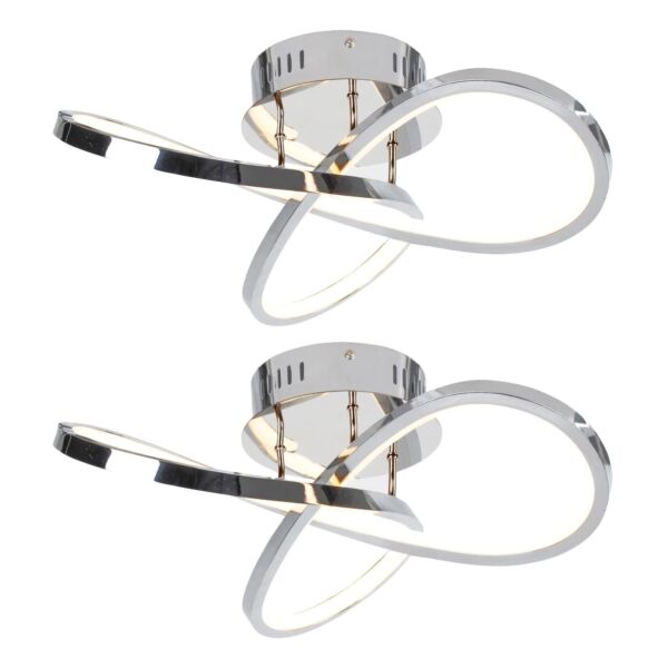 Set of 2 Polished Chrome LED Loop Flush Fittings