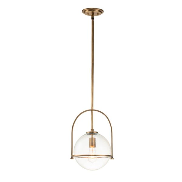 Quintiesse - Somerset - QN-SOMERSET-P-C-HB - Heritage Brass Clear Seeded Glass Ceiling Pendant Light