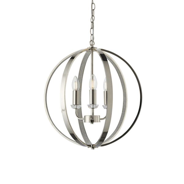 Endon Lighting - Ritz - 81507 - Nickel Clear Jewelled 3 Light Ceiling Pendant Light