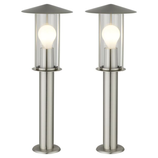 Set of 2 Treviso - Brushed Stainless Steel Outdoor Post Lights