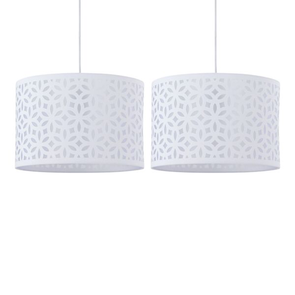 Set of 2 White Laser Cut 30cm Pendant Lightshades