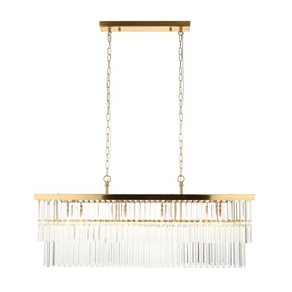 Endon Lighting - Conaston - 115950 - Aged Brass Clear Cut Glass 4 Light Bar Ceiling Pendant Light